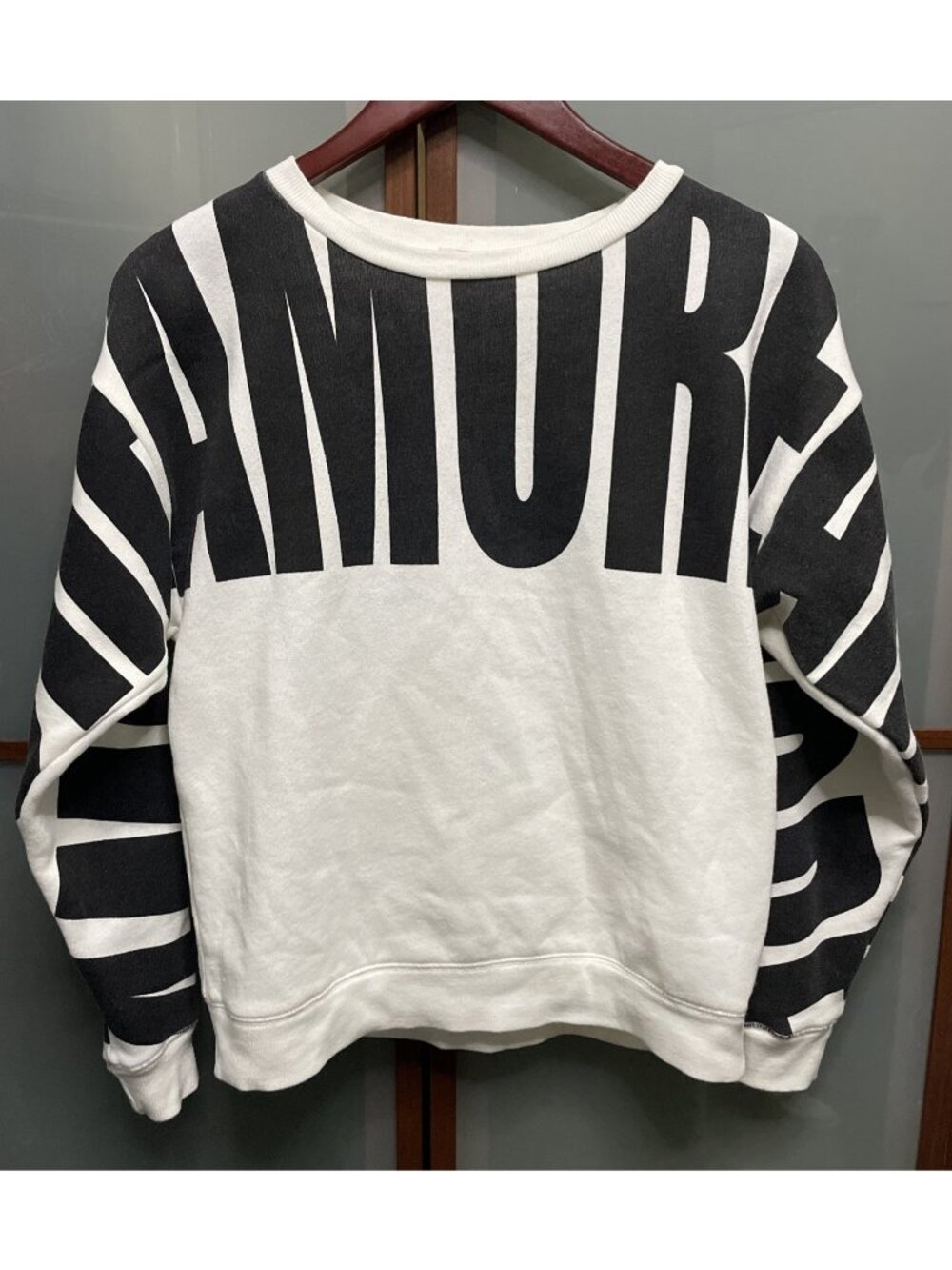 Forever 21 AMOR Bold Logo Size Small Black & White Crew Neck Sweater Sweatshirt